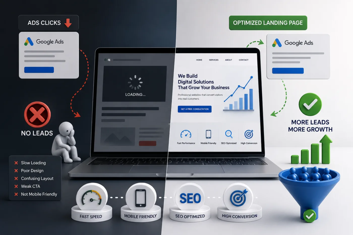 Google reklamı işləyir, amma müraciət gəlmir? Səbəb sayt ola bilər